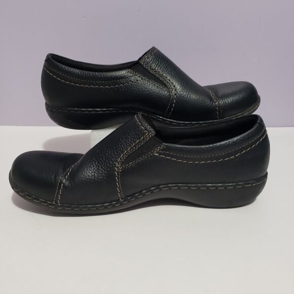 Clark's Black Pebbled Leather Women's Shoes Sz 10 M - Picture 2 of 8